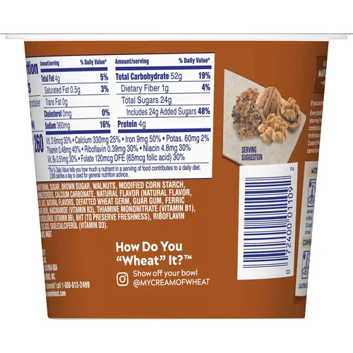 Vista 3 de Cream of Wheat Tazas instantáneas de cereales calientes para llevar, nuez de azúcar morena de arce, 2.29 onzas