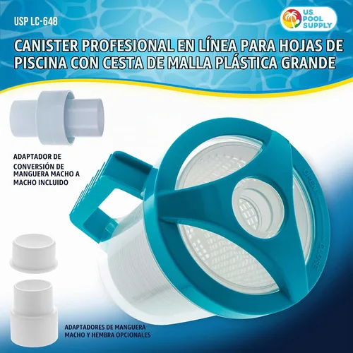 Vista 2 de U.S. Pool Supply Atrapasador de hojas de piscina - Recipiente de hojas de piscina en línea, aspiradora para limpiador enterrado, cesta de filtro