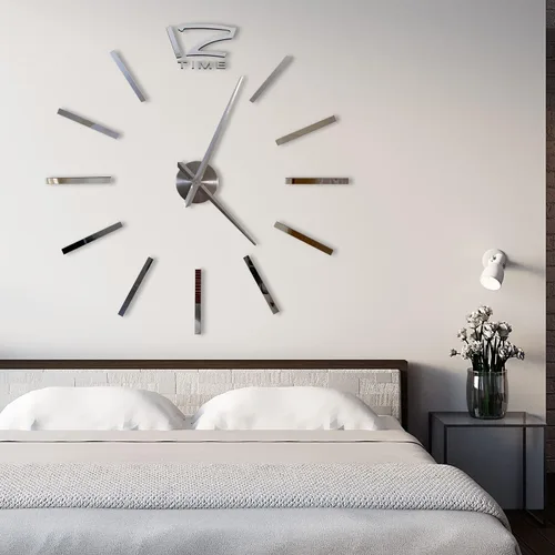 Vista 3 de WALPLUS Reloj de pared grande de plata DIY diseño creativo moderno 3D reloj de pared para decoración de oficina en casa regalo