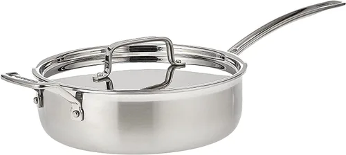 Vista 2 de Cuisinart MCP33-24HN MultiClad Pro de acero inoxidable de 3.5 cuartos de galón con sartén para saltear con mango auxiliar y cubierta, 3.5 cuartos