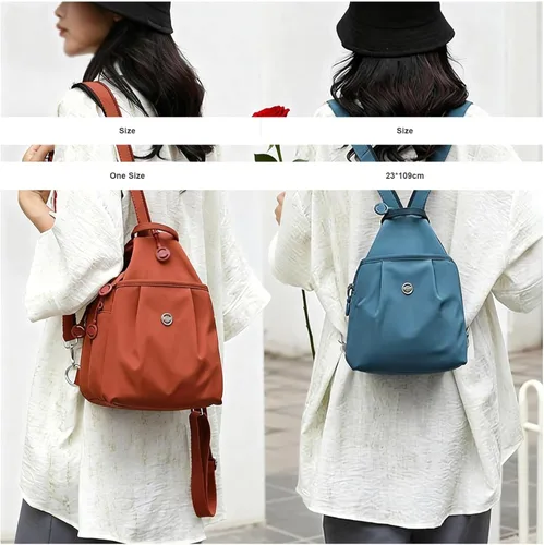 Vista 6 de Mochila convertible para mujer, impermeable, Oxford, 3 en 1, antirrobo, bolsa cruzada de viaje para viajes, Negro