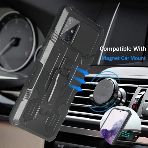 Vista 3 de Funda para Samsung Galaxy A04S, A13 5G, Folmeikat con protector de pantalla HD de grado militar con clip para cinturón y soporte protector para Negro