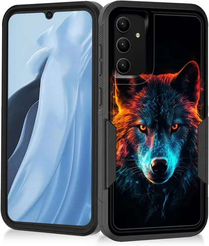 Vista 42 de Funda para Galaxy A14 5G, resistente de doble capa híbrida de policarbonato duro, goma suave, a prueba de golpes, funda protectora resistente