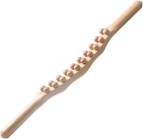 Vista 11 de Herramientas de masaje de madera Gua Sha, herramienta de paleta de drenaje linfático de 10 cuentas, herramienta de masaje de mano para esculpir