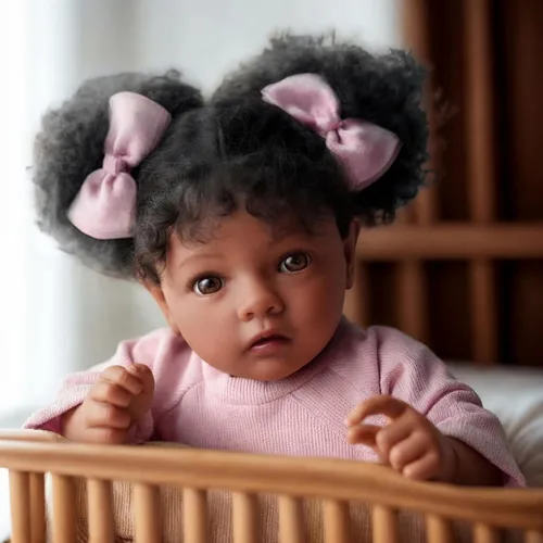 Vista 4 de BABESIDE Muñecas realistas de bebé Reborn de niña negra, cuerpo de vinilo suave de 20 pulgadas, muñecas de bebé recién nacidas hechas a mano