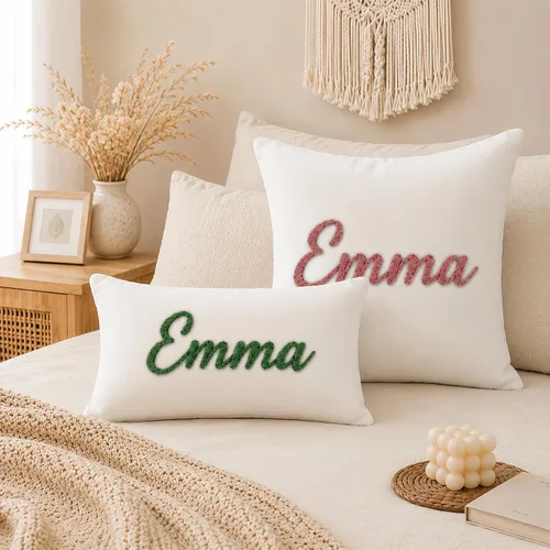 Vista 7 de Almohada con monograma bordada personalizada, funda de almohada lumbar con nombre personalizado, regalo para niñas, parejas y mujeres, almohadas