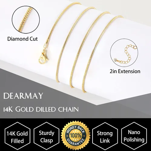 Vista 4 de DEARMAY 14K Gold Necklaces for Women, Dainty Layered Gold Herringbone Choker Necklace for Women Thin Chunky Snake Chain Necklaces Jewelry for Teen