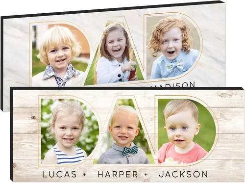 Vista 10 de Regalos para papá de hija, hijo – Dad Photo Sign personalizado con imágenes de niños – 11 x 5 pulgadas y 18 x 7 pulgadas – 10 colores de fondo