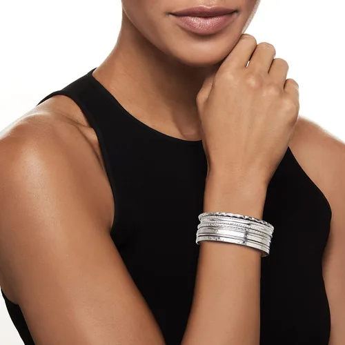 Vista 2 de Ross-Simons Italian Sterling Silver Jewelry Set 7 Assorted Texture Bangle Bracelets