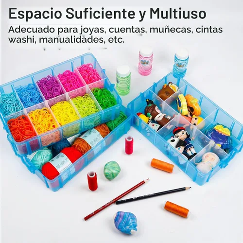 Vista 4 de INSCRAFT - Contenedor apilable de almacenamiento de 7 capas, 70 compartimentos ajustables (Azul) Contenedor apilable de almacenamiento, perfecto