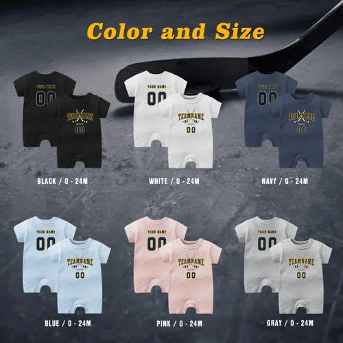 Vista 2 de BABYWEN Ropa de bebé, traje de hockey personalizado, camiseta de bebé para recién nacido, regalos para niños y niñas