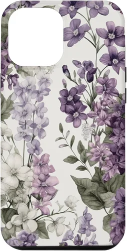 Vista 26 de White Violet Purple Lavender Lilac Floral Funda de flores botánicas para iPhone 17