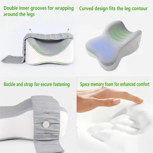 Vista 3 de Almohada ergonómica de espuma viscoelástica para adultos con correa ajustable, cojín grande para aliviar el dolor de ciática, soporte de cadera