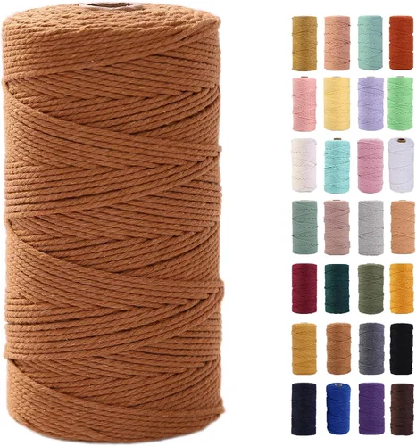 Vista 56 de Cuerda de macramé azul aire de 0.079 in x 220 yardas, cuerda de algodón colorido de algodón suave para colgar en la pared, colgadores de plantas