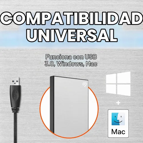 Vista 4 de Unidad de disco duro externo Seagate One Touch de 2 TB con puerto USB 3.0 para PC, laptop y Mac, con 1 año de suscripción a MylioCreate y 4 meses