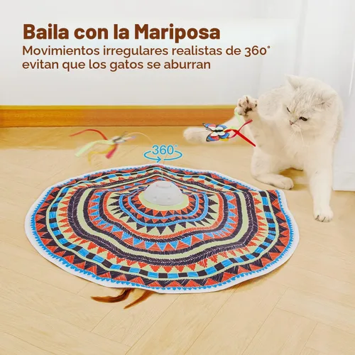 Vista 4 de Potaroma Juguetes para gatos recargables, escondite 3 en 1, diversión interactiva automática, mariposa aleteante, pluma móvil, varita para gatito