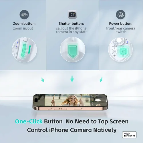 Vista 5 de COMITOK MOGO Only for iPhone, Gimbal Stabilizer for iPhone, [MFi Certified] Phone Gimbal with 360 Degree Face Tracking for Video Recording, NFC Pair
