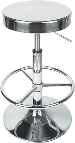 Vista 9 de LUXUCURE Taburete rodante de metal con ruedas y reposapiés, taburete de belleza resistente de altura ajustable, estructura de acero inoxidable