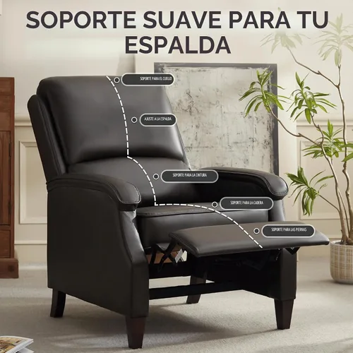 Vista 3 de VKNOW Silla reclinable de piel sintética con respaldo ajustable, color Marrón (Chestnut Brown)