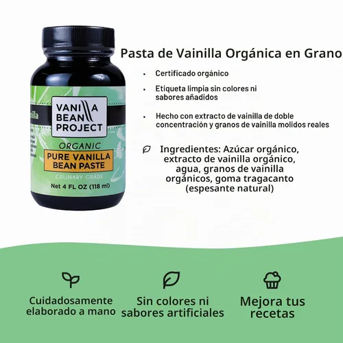 Vista 2 de Pasta orgánica de vainilla Necesidad de hornear Vainilla pura para cocinar Vanilla Bean Project 4 onzas