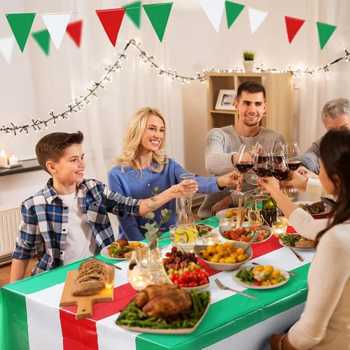 Vista 5 de Tatuo - Mantel de plástico con diseño de bandera italiana, 3 piezas, 54 x 108 pulgadas, rectangular, desechable, para fiestas, reuniones familiares