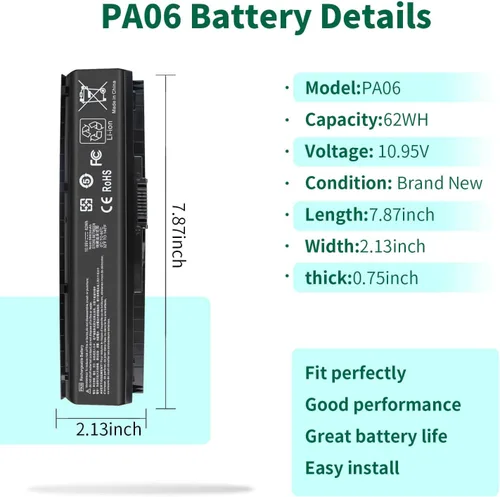 Vista 2 de PA06 849911-850 - Batería para portátil HP Omen 17 17-w 17-ab200 17t-ab00 17-w200 Series 17-w053dx 17-w253dx 17-w033dx 17-ab011nl 849571-221 8