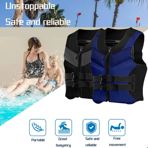 Vista 6 de Lagukka Chaquetas de natación para adultos, chaleco de natación para hombres y mujeres, de 60 a 264.6lbs, traje de baño flotador con cremalleras