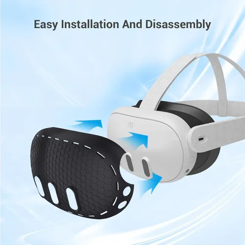 Vista 2 de Upgraded VR Protective Cover Compatible with OculusMeta Quest 3,Silicone Front Headset Protector Cover with Lens Cover (Black Front Cover+Lens Cover)