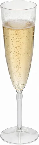Vista 6 de Restaurantware Copas de champán de plástico de 4 onzas, 20 vasos altos de mimosa, detalle de encaje desechable, copas de champán desechables
