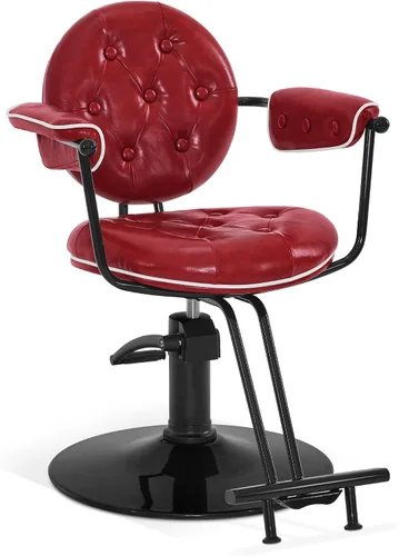 Vista 10 de BarberPub Silla de peluquería para estilista, silla de peluquería hidráulica, peluquería y salón en casa 8435 (negro)