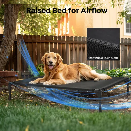 Vista 6 de Veehoo - Camas elevadas para perros de tamaño mediano con cojín de felpa esponjosa Orthopedic Raised Dog Beds for Indoor Outdoor, Soft Pet Sofa