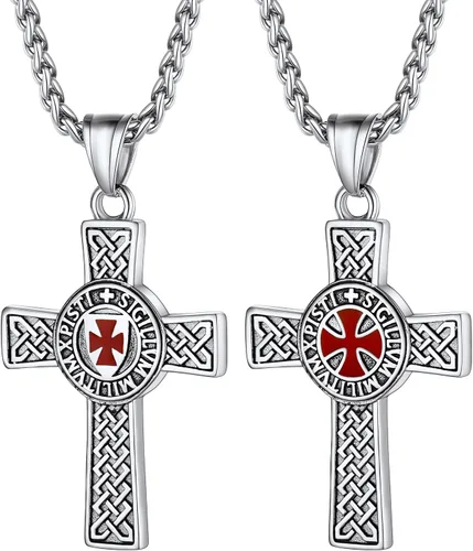 Vista 9 de PROSTEEL Stainless Steel Vintage Masonic Knight Templar Necklace for Men