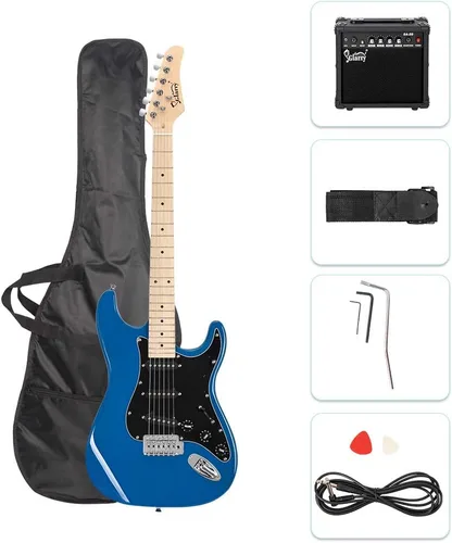 Vista 11 de GLARRY Guitarra eléctrica de tamaño completo para principiantes amantes de la música con amplificador de 20 W y paquete de accesorios para guitarra