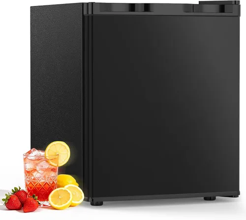 Vista 9 de Electactic - Mini refrigerador de 1.6 pies cúbicos, refrigerador compacto de una sola puerta reversible, termostato ajustable, ultra silencioso Negro