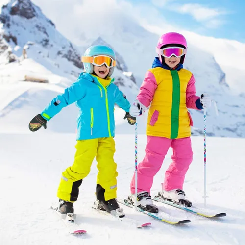 Vista 4 de American Trends Guantes de nieve de invierno para niños pequeños, guantes de esquí impermeables de forro polar cálido para niños y niñas