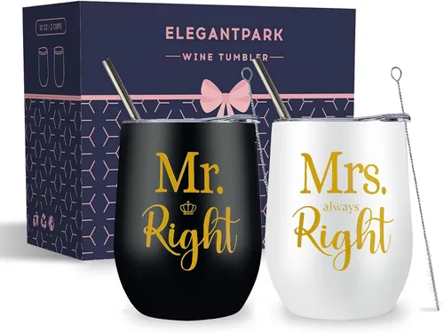 Vista 10 de ELEGANTPARK Mr and Mrs Gifts - Regalos de boda para parejas, regalo de compromiso para recién casados, regalo de compromiso para novios y novios
