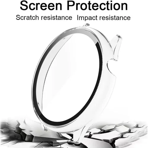 Vista 4 de [Paquete de 2] Funda con protector de pantalla de vidrio templado compatible con Amazfit GTR Mini, dureza 9H, 360°, ultrafina, funda protectora