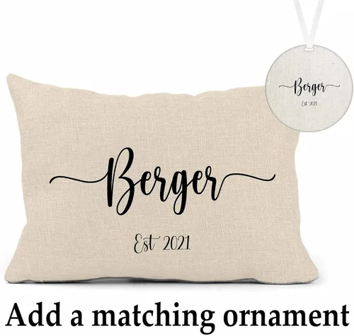 Vista 6 de Girls Love A Monogram Almohadas de boda para parejas, almohada personalizada única con nombres, regalo de inauguración de la casa (diseño 1)