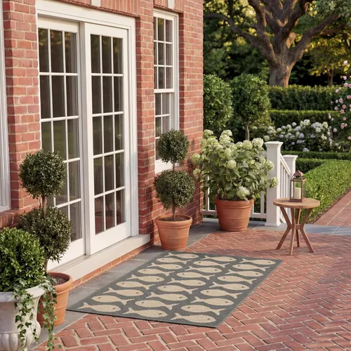 Vista 20 de SAFAVIEH Alfombra lavable para exteriores, colección Patio de 2.3 x 6.7 pies, color negro y beige, no desprende pelusa y fácil limpieza, ideal