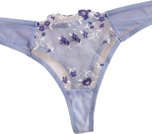 Vista 5 de Lilosy Conjunto de lencería sexy floral bordado de malla con aros