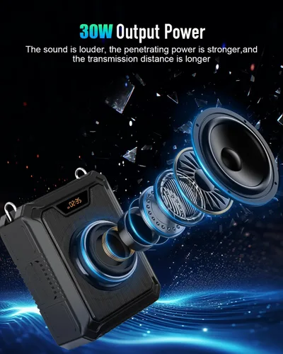 Vista 3 de SHIDU 30W Amplificador de voz con micrófono inalámbrico y auriculares de micrófono IPX6 Waterproof Amplifier Wireless & Wired Microphone Bluetooth