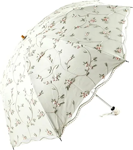 Vista 27 de Honeystore Sombrilla de viaje de encaje plegable anti-uv paraguas bordado a prueba de viento 2 Plegables Negro