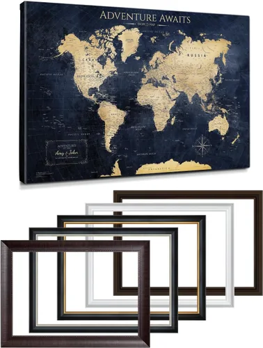Vista 81 de IPIC - Lienzo con mapas de EE. UU. para decoración de pared, mapa con pin de empuje para marcar viajes, mapa de viaje impreso de EE. UU.