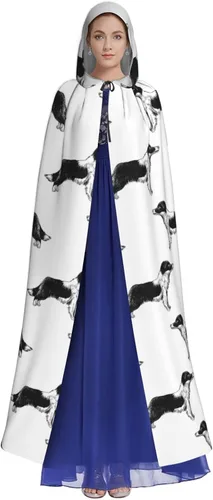 Vista 3 de Capa de Border Collies para Halloween capa de bruja capa con capucha para adultos