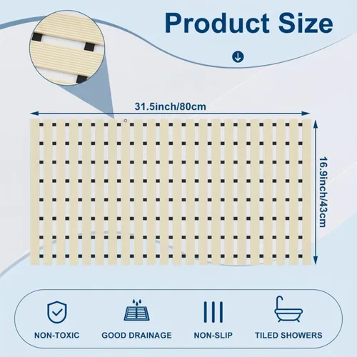 Vista 2 de AceOrbit Tapete con peso antideslizante para bañera, tapete de baño texturizado de elastómero termoplástico (TPE) para superficies texturizadas