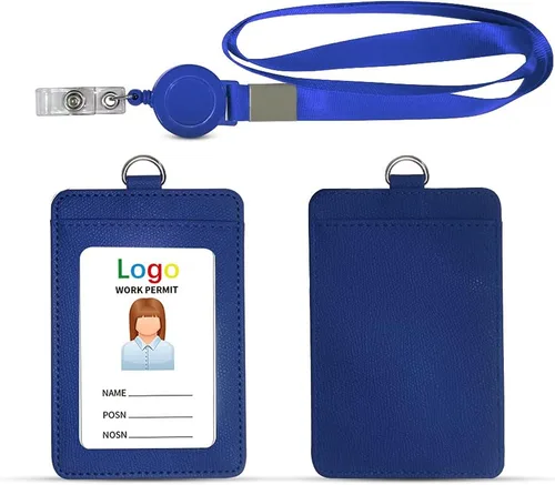 Vista 20 de HYCOPROT Soporte para tarjetas de identificación con cordón, retráctil, de piel sintética, vertical, horizontal, para tarjetas de identificación