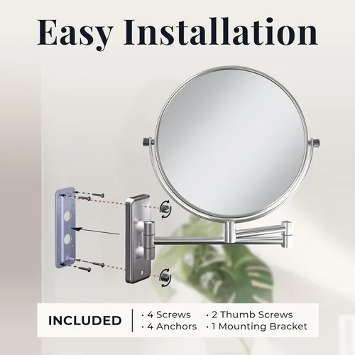 Vista 5 de [Usado] Zadro Espejo de maquillaje para montar en la pared con aumento, espejo plegable de brazo extensible, espejo de tocador para ducha de pared