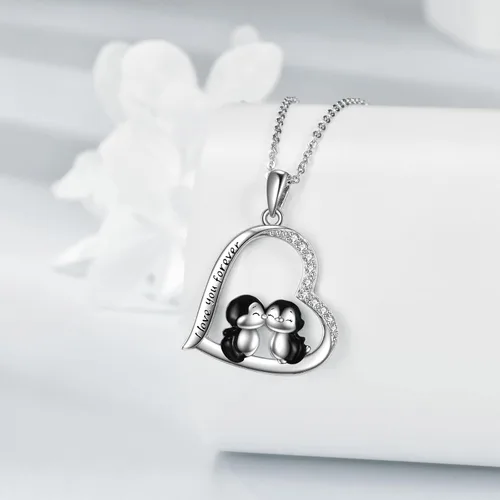 Vista 2 de YAFEINI Animal Necklace S925 Sterling Silver CatPenguinPigDuckElephantPeacockCapybaraHorse Pendant Necklace Animal Jewelry Gifts for Women Mom Wife