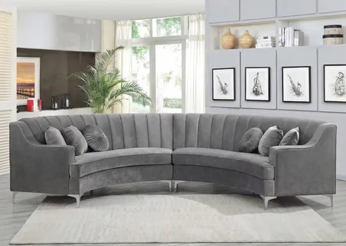 Vista 26 de Legend Vansen L - Sofá de terciopelo semicírculo de 141.34 pulgadas, sofá modular curvado de gran tamaño para sala de estar, oficina, apartamento