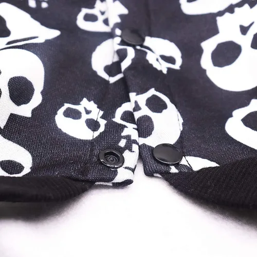 Vista 7 de Disfraz de esqueleto de Halloween para perro: sudadera con capucha negra con bolsillo para perros medianos y grandes